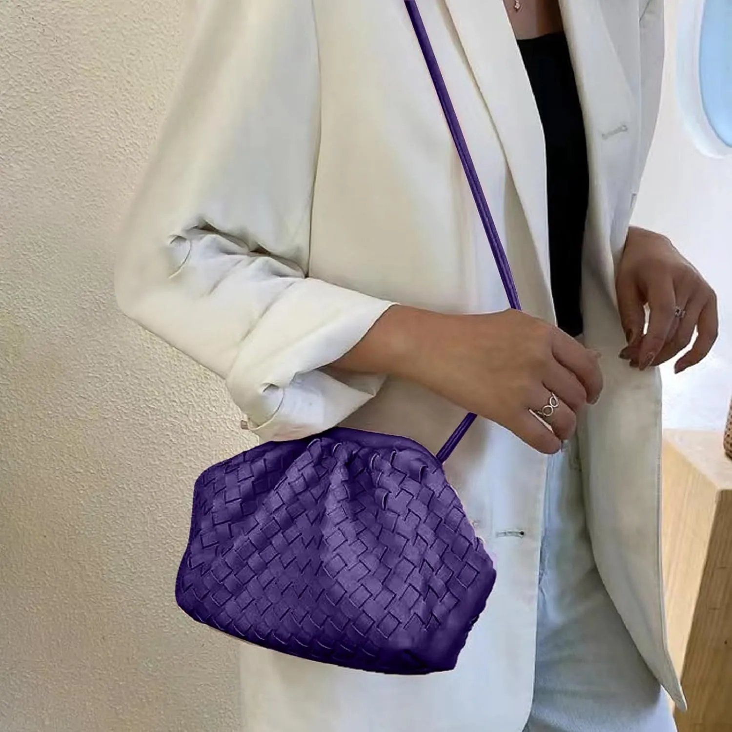 NAARIIAN Woven Crossbody Bags for Women Evening Clutch Hobo Cloud Purse Designer Handbags for Ladies