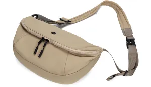 Nylon Crescent Crossbody Purses Bag Fanny Packs Sling Waist Bag Unisex Purse Causal Chest Water Proof with Adjustable Strap Birthday Gifts(Khaki)