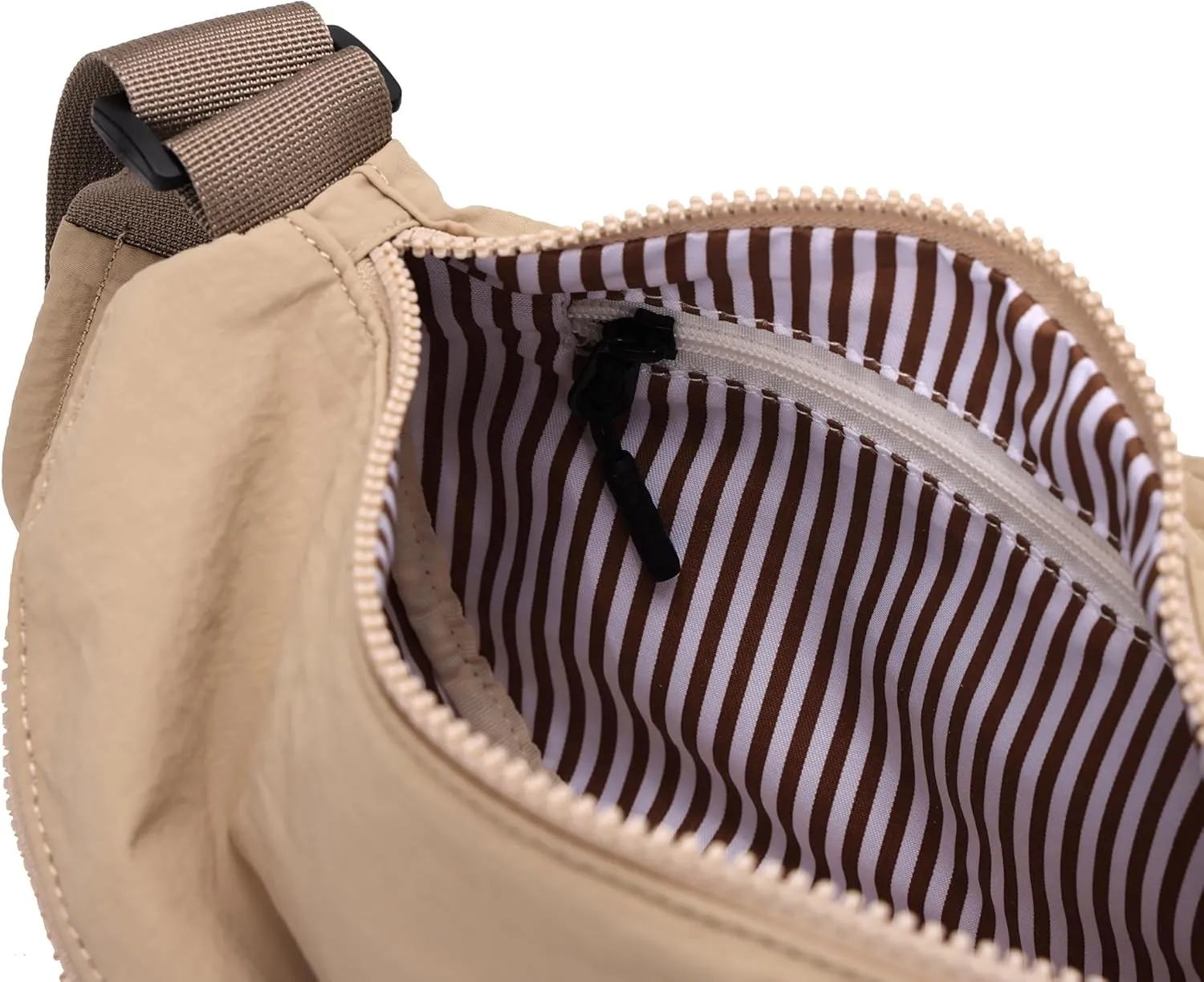 Nylon Crescent Crossbody Purses Bag Fanny Packs Sling Waist Bag Unisex Purse Causal Chest Water Proof with Adjustable Strap Birthday Gifts(Khaki)