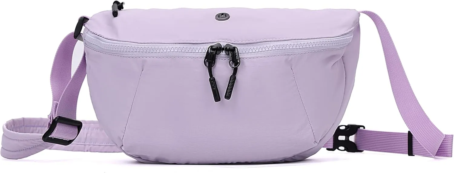 Nylon Crescent Crossbody Purses Bag Fanny Packs Sling Waist Bag Unisex Purse Causal Chest Water Proof with Adjustable Strap Birthday Gifts(Purple)