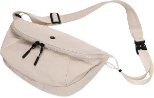 Nylon Crescent Crossbody Purses Bag Fanny Packs Sling Waist Bag Unisex Purse Causal Chest Water Proof with Adjustable Strap Birthday Gifts(White)