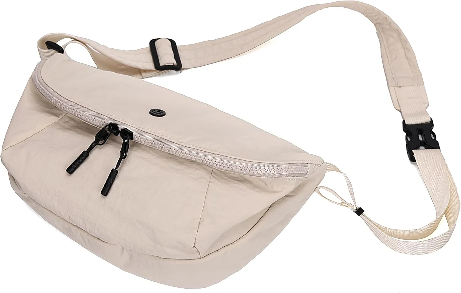 Nylon Crescent Crossbody Purses Bag Fanny Packs Sling Waist Bag Unisex Purse Causal Chest Water Proof with Adjustable Strap Birthday Gifts(White)