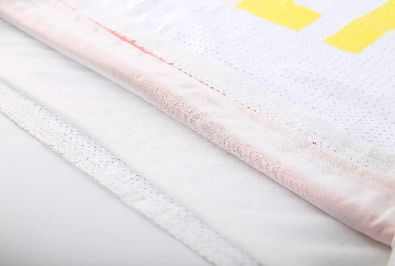 Pre Order:  White Sequined Letter Pattern Jersey