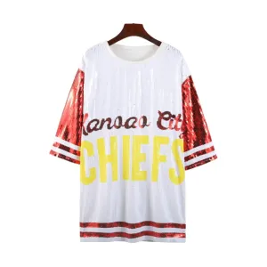 Pre Order:  White Sequined Letter Pattern Jersey