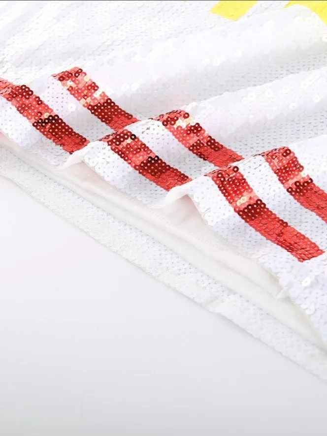 Pre Order:  White Sequined Letter Pattern Jersey