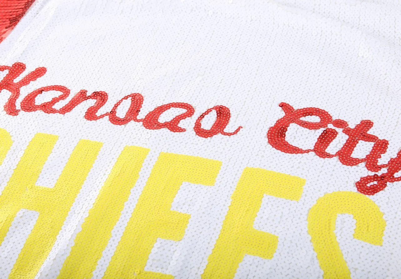 Pre Order:  White Sequined Letter Pattern Jersey