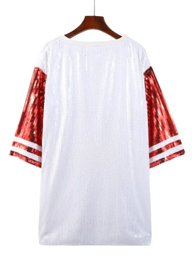 Pre Order:  White Sequined Letter Pattern Jersey
