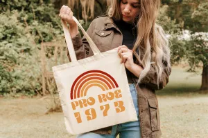 Pro Roe 1973 Canvas Tote Bag, Pro Choice natural tote bag, Protect Roe vs Wade, My Body My Choice bag, reproductive rights Activism tote bag
