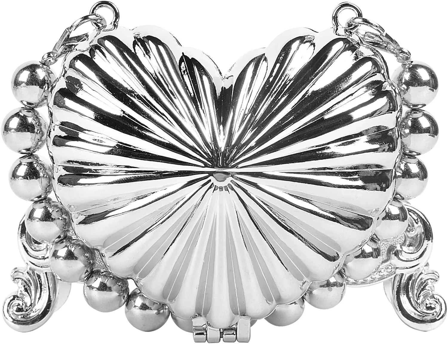 QZUnique Mini Evening Bag Metal Purse Crossbody Handbag for Girls Kid Women Bowknot Shell Heart Star Shoulder Bag for Wedding