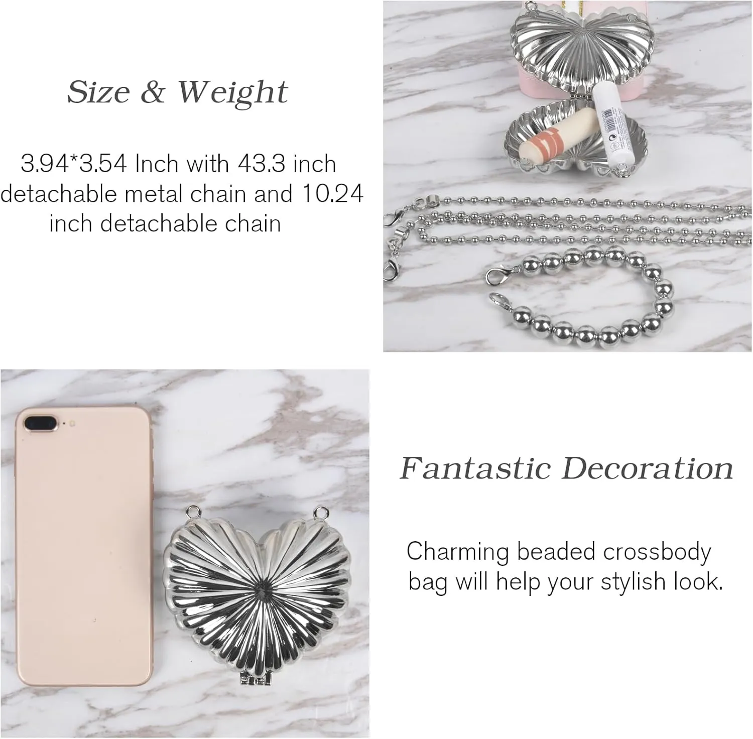 QZUnique Mini Evening Bag Metal Purse Crossbody Handbag for Girls Kid Women Bowknot Shell Heart Star Shoulder Bag for Wedding