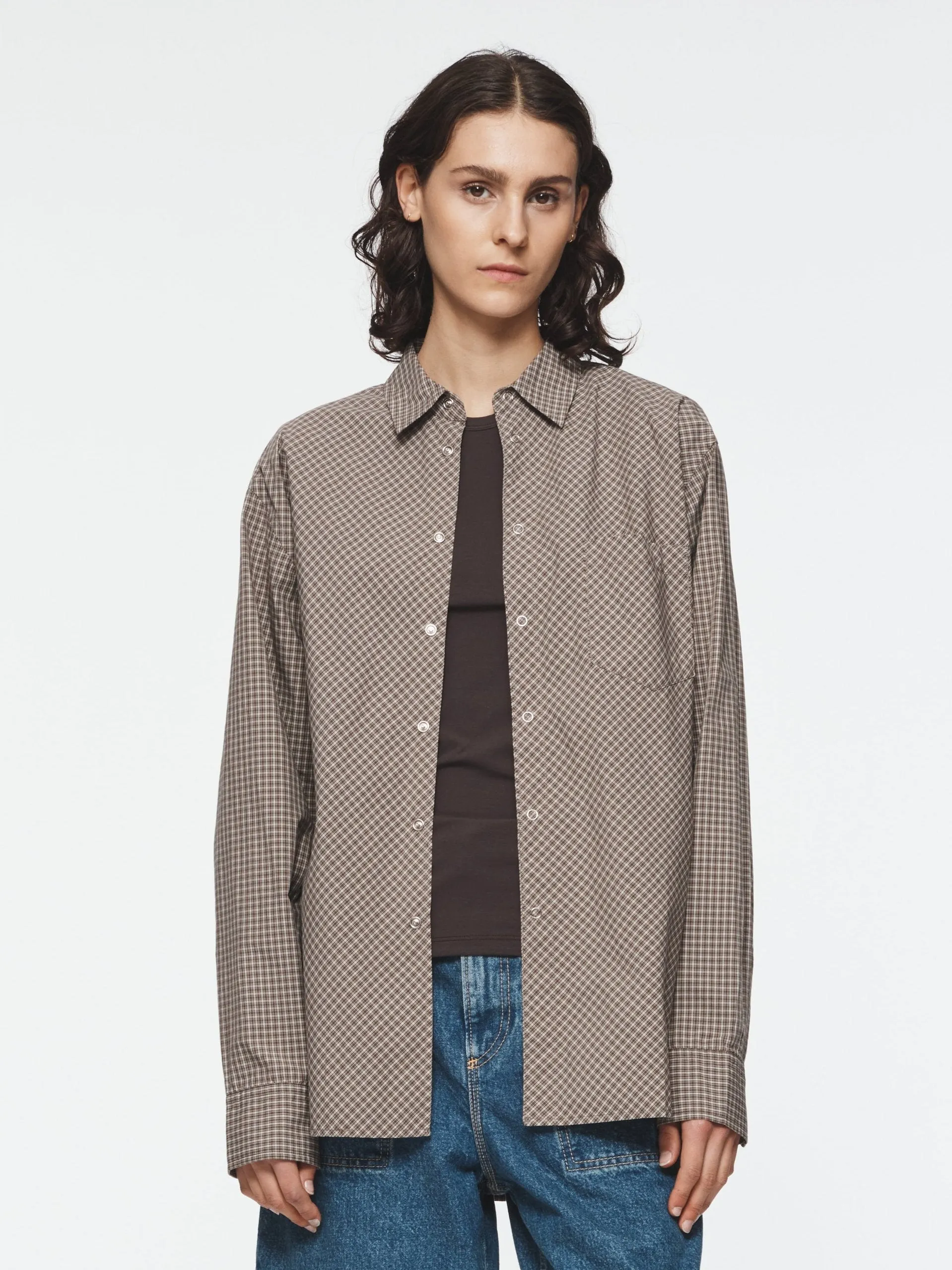 Ring Snap Shirt in Bark Plaid