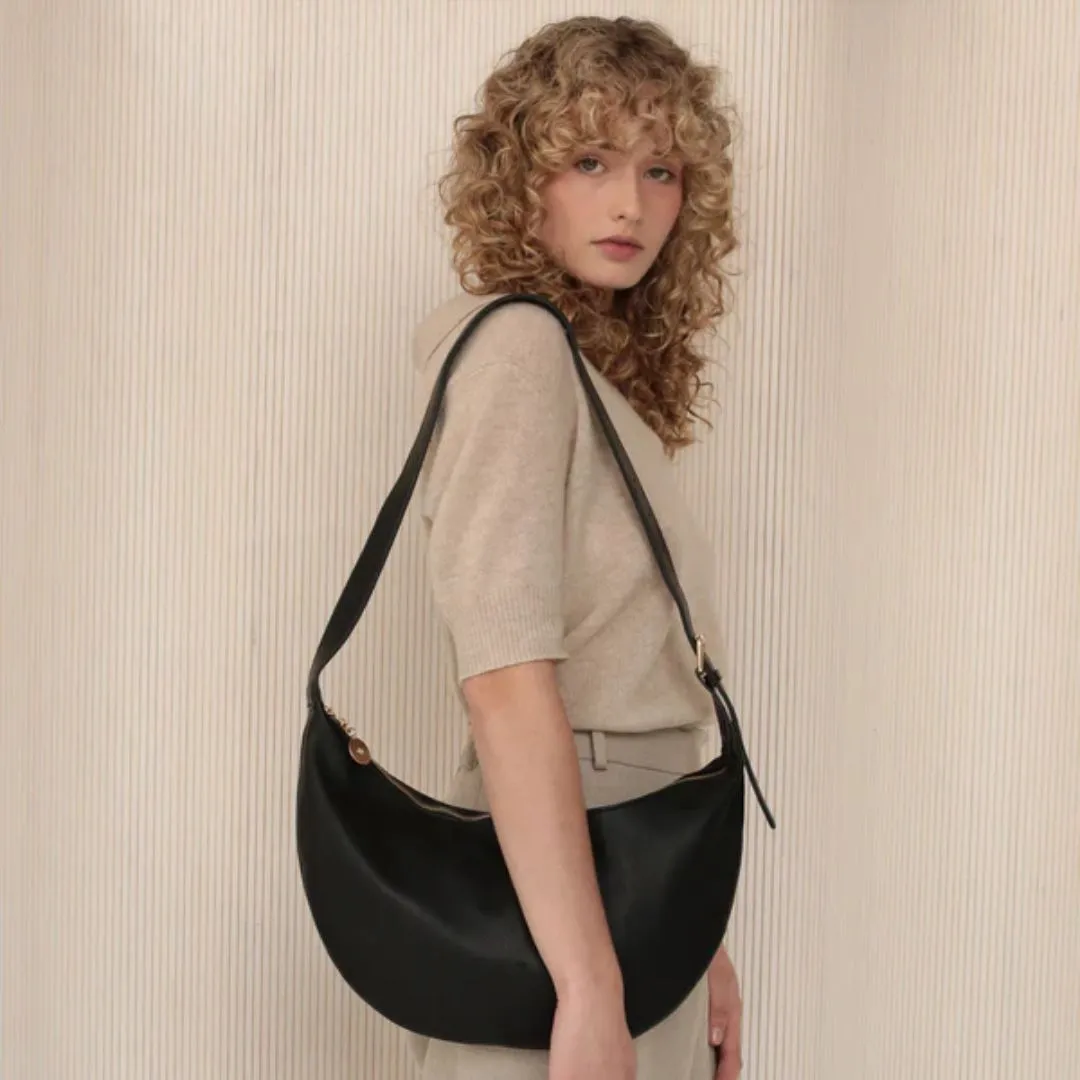 Slouchy Crossbody Bag (Black Pebble)