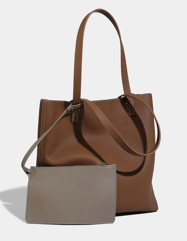 Slouchy Tote Bags for Women Vintage Vegan Leather Handbag Large Shoulder Purses Top Handle Satchel 2pcs
