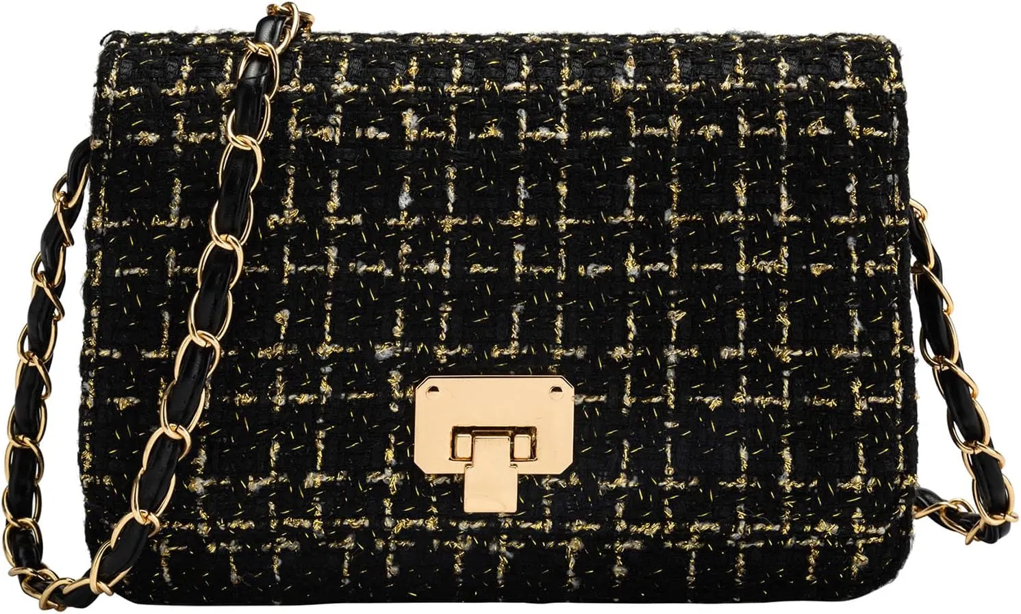Small Quilted Shoulder Bag for Women Trendy Tweed Mini Clutch Chain Handbag Purses Designer Evening Crossbody Bag