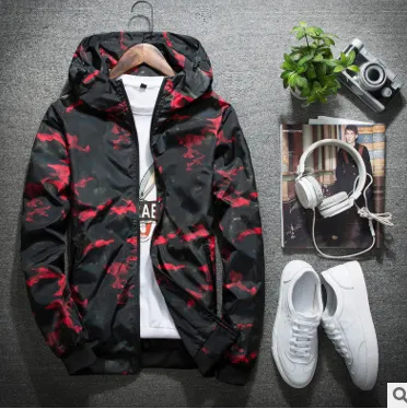 Spring and Autumn Hooded Jacket Men's Long Sleeve Slim Trends Handsome Men's Jackets Teen Tops