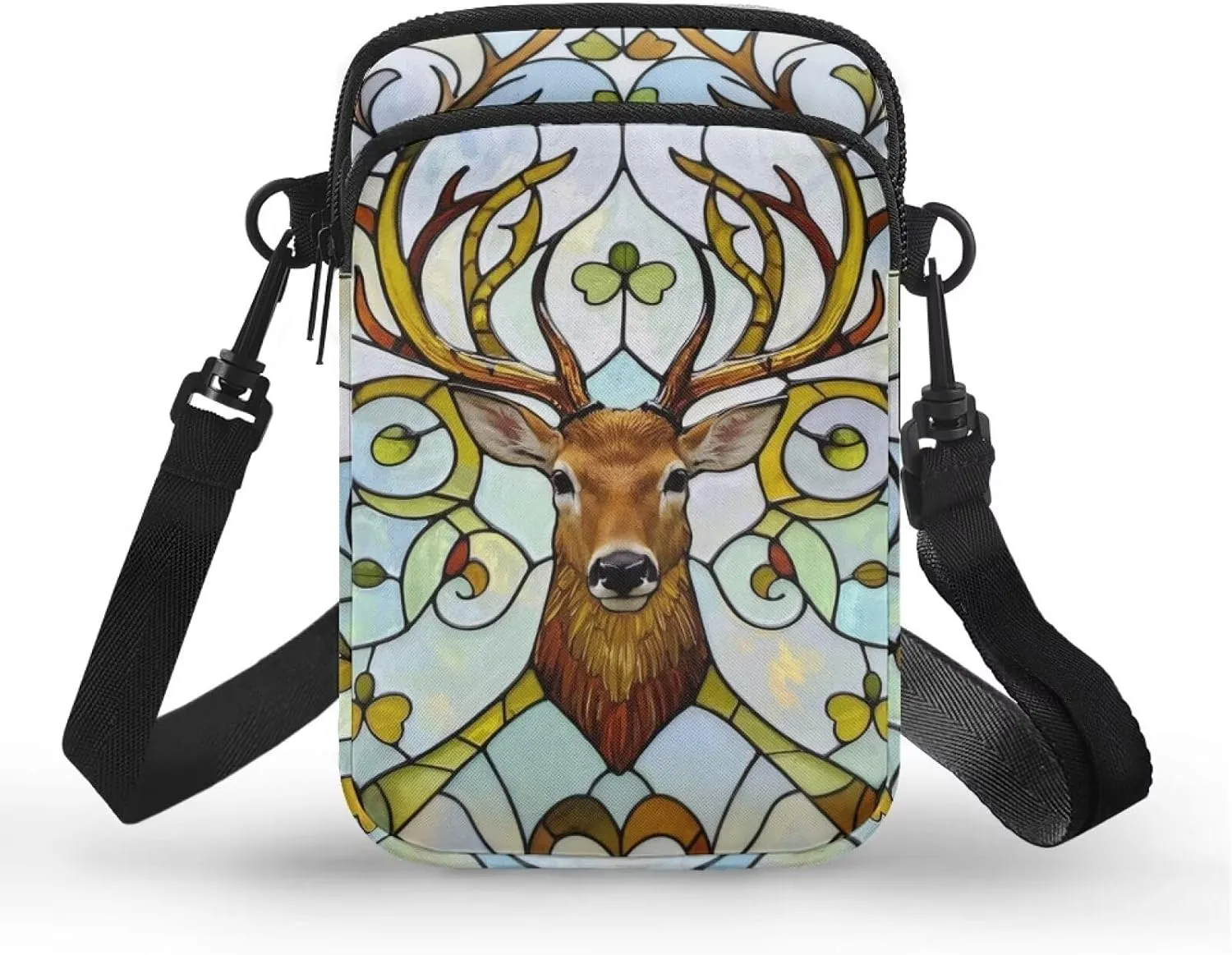 Stained Glass Art Crossbody Phone Bag for Women Small Sling Purse, Animals Mini Shoulder Bags for Travel Passport