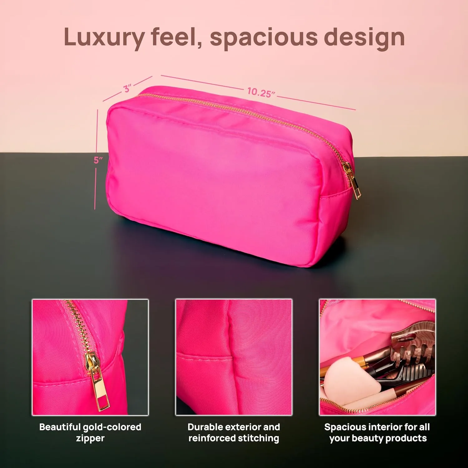 Stoney Clover Dupe Cosmetic Bag - (Hot Pink, Large)