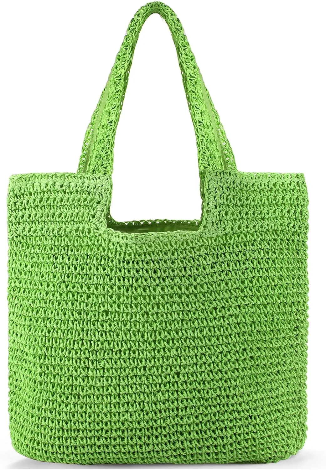 Straw Bag Beach Tote Handbag for Women Large Summer Woven Raffia Bag with Zipper