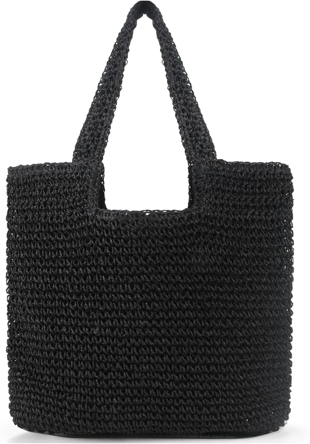 Straw Bag Beach Tote Handbag for Women Large Summer Woven Raffia Bag with Zipper