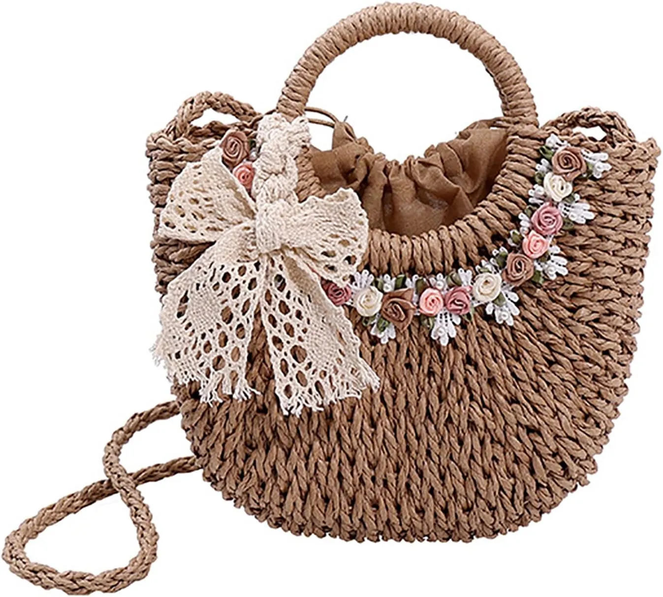 Straw Woven Crossbody Bags for Summer Fashion Woven Tote Bag Crochet Handbag Beach Bag Flower Bag