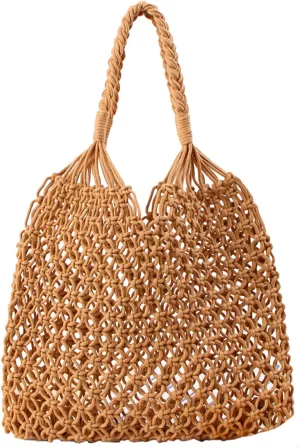 Straw Woven Tote Bag for Summer Woven Crossbody Bags Crochet Handbag Beach Bag Netbag Shoulder Bags