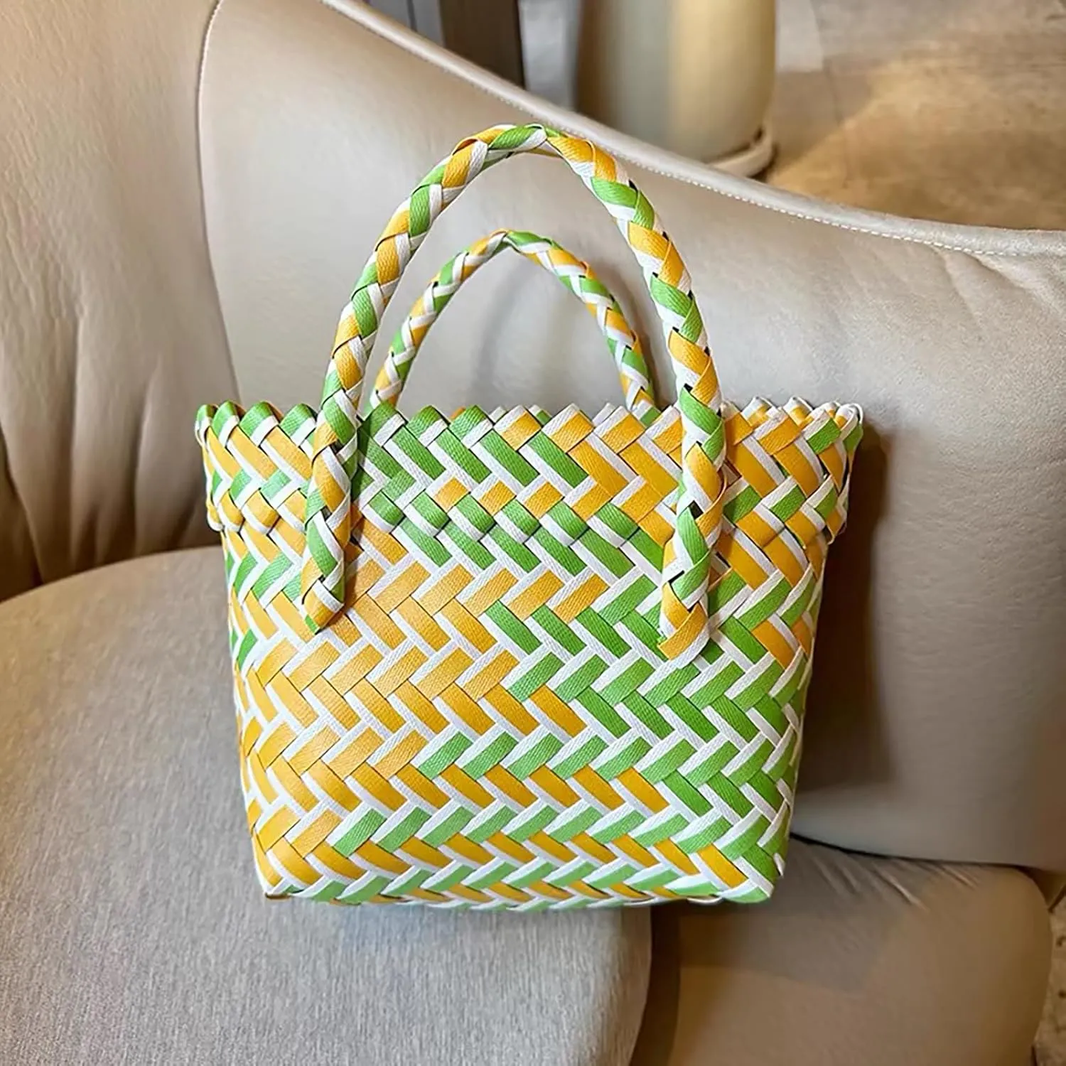 Straw Woven Tote Bag for Summer Woven Crossbody Bags Crochet Handbag Shoulder Bag