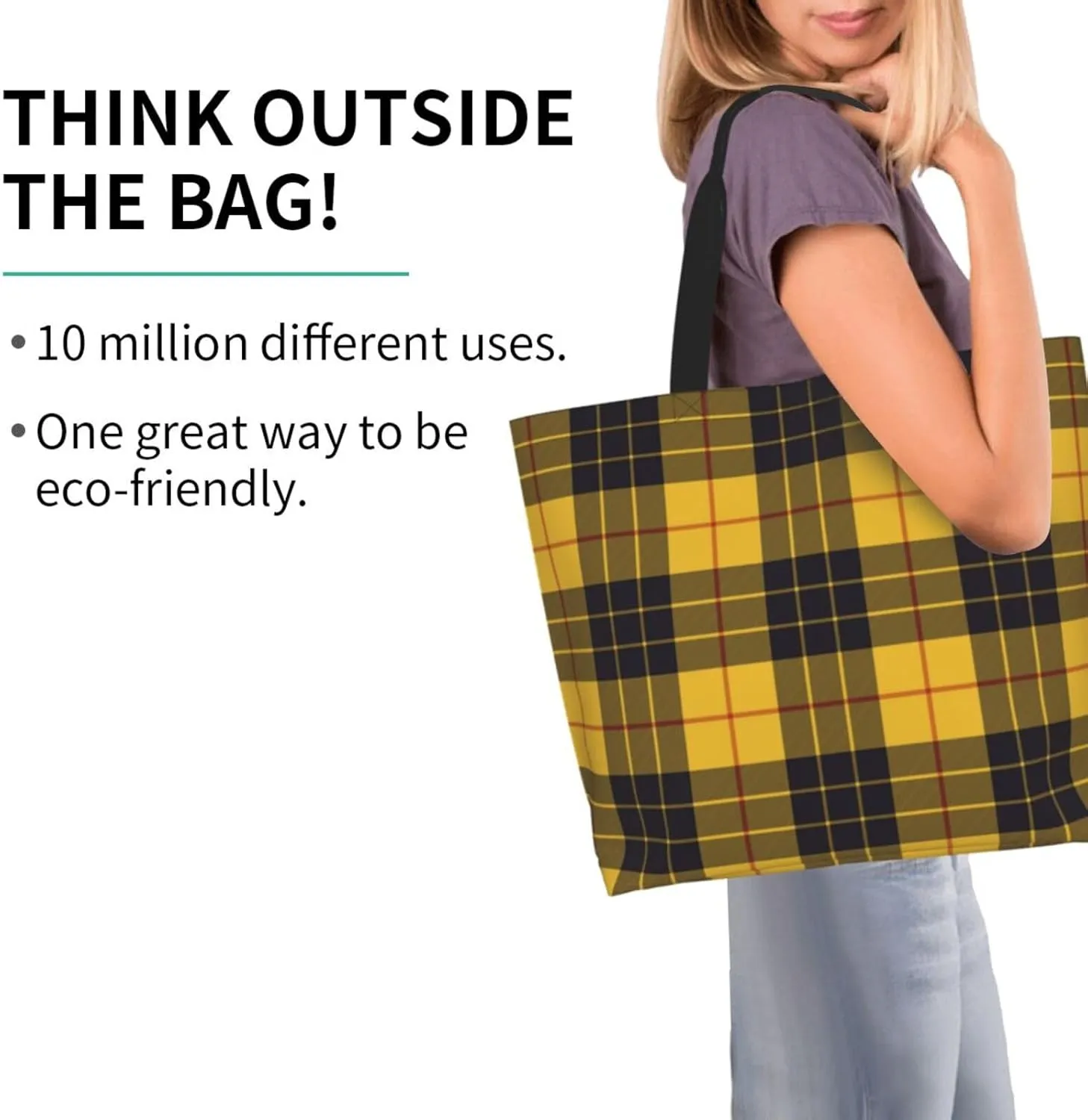 Tartan Tote Bag For Women Weekender Travel Bag Reusable Grocery Bags Large Totes Handbags