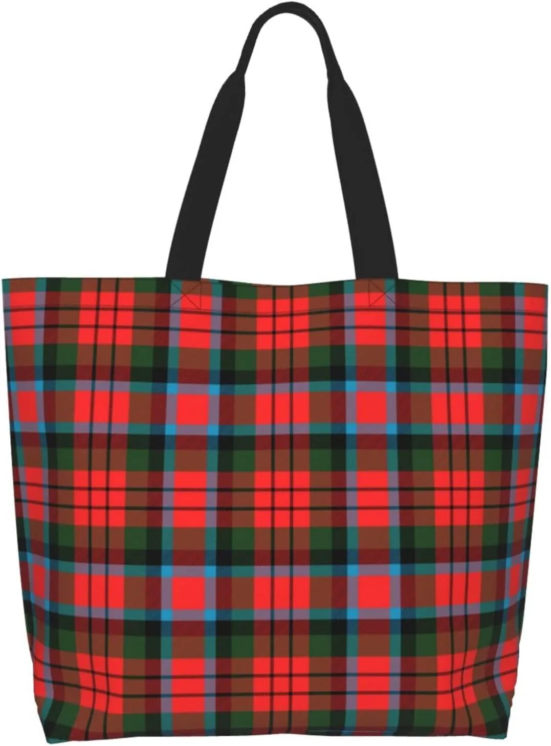 Tartan Tote Bag For Women Weekender Travel Bag Reusable Grocery Bags Large Totes Handbags