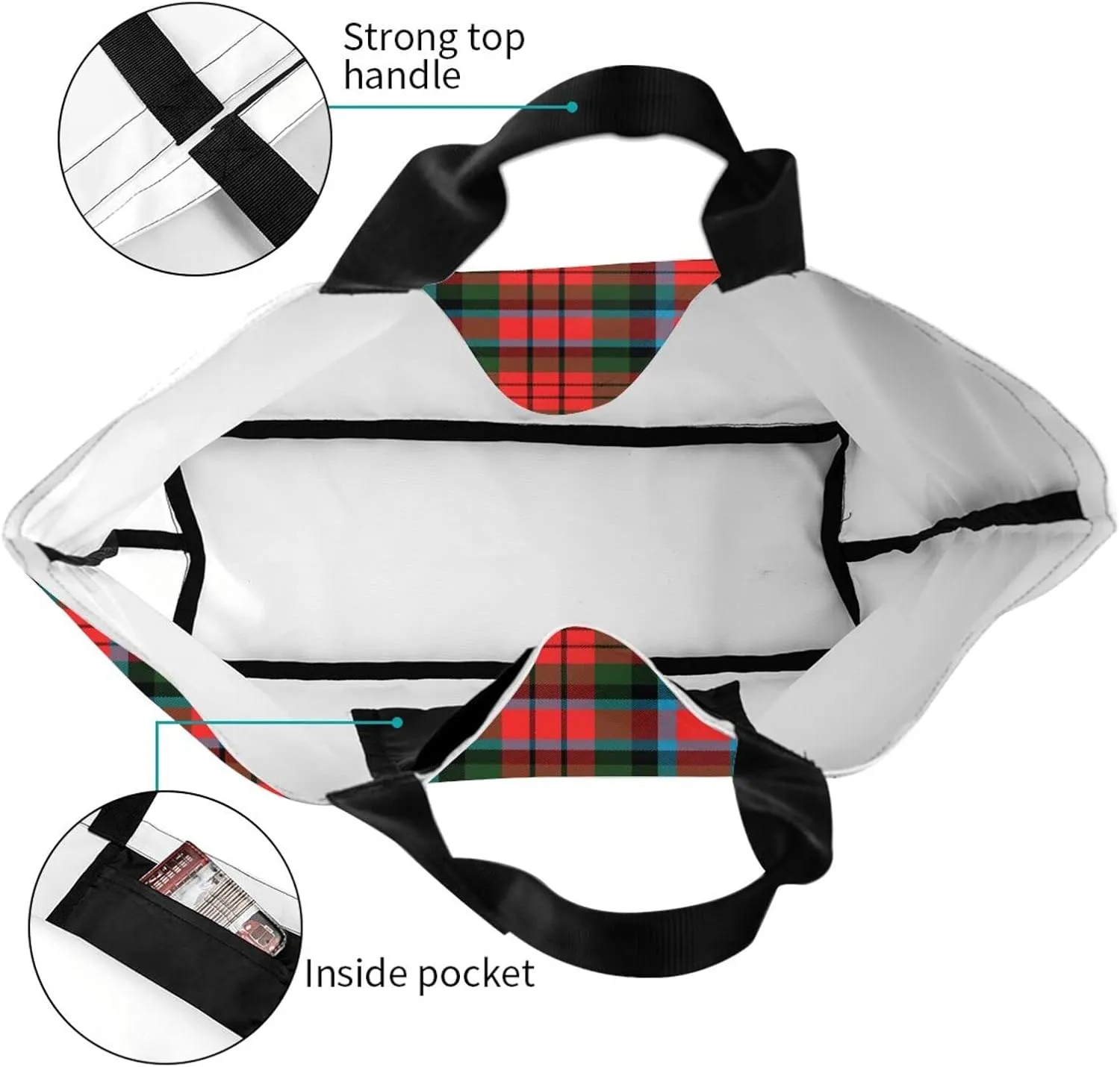 Tartan Tote Bag For Women Weekender Travel Bag Reusable Grocery Bags Large Totes Handbags