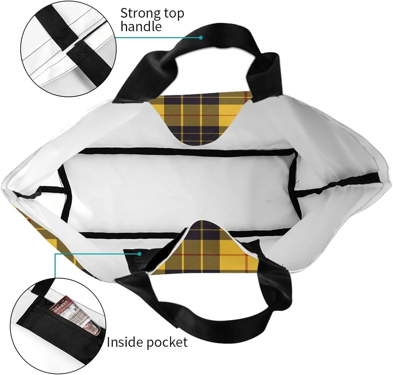 Tartan Tote Bag For Women Weekender Travel Bag Reusable Grocery Bags Large Totes Handbags