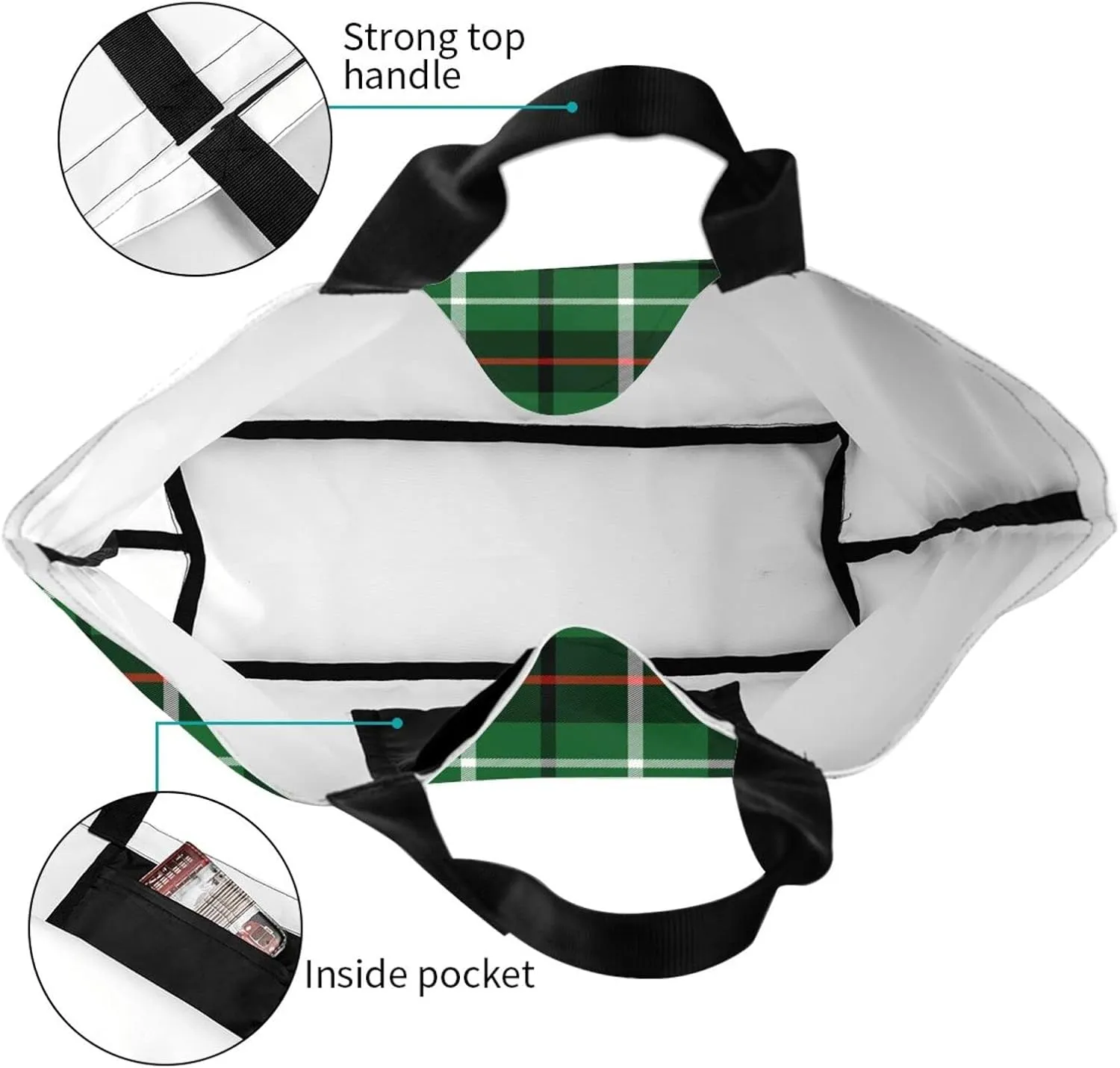 Tartan Tote Bag For Women Weekender Travel Bag Reusable Grocery Bags Large Totes Handbags