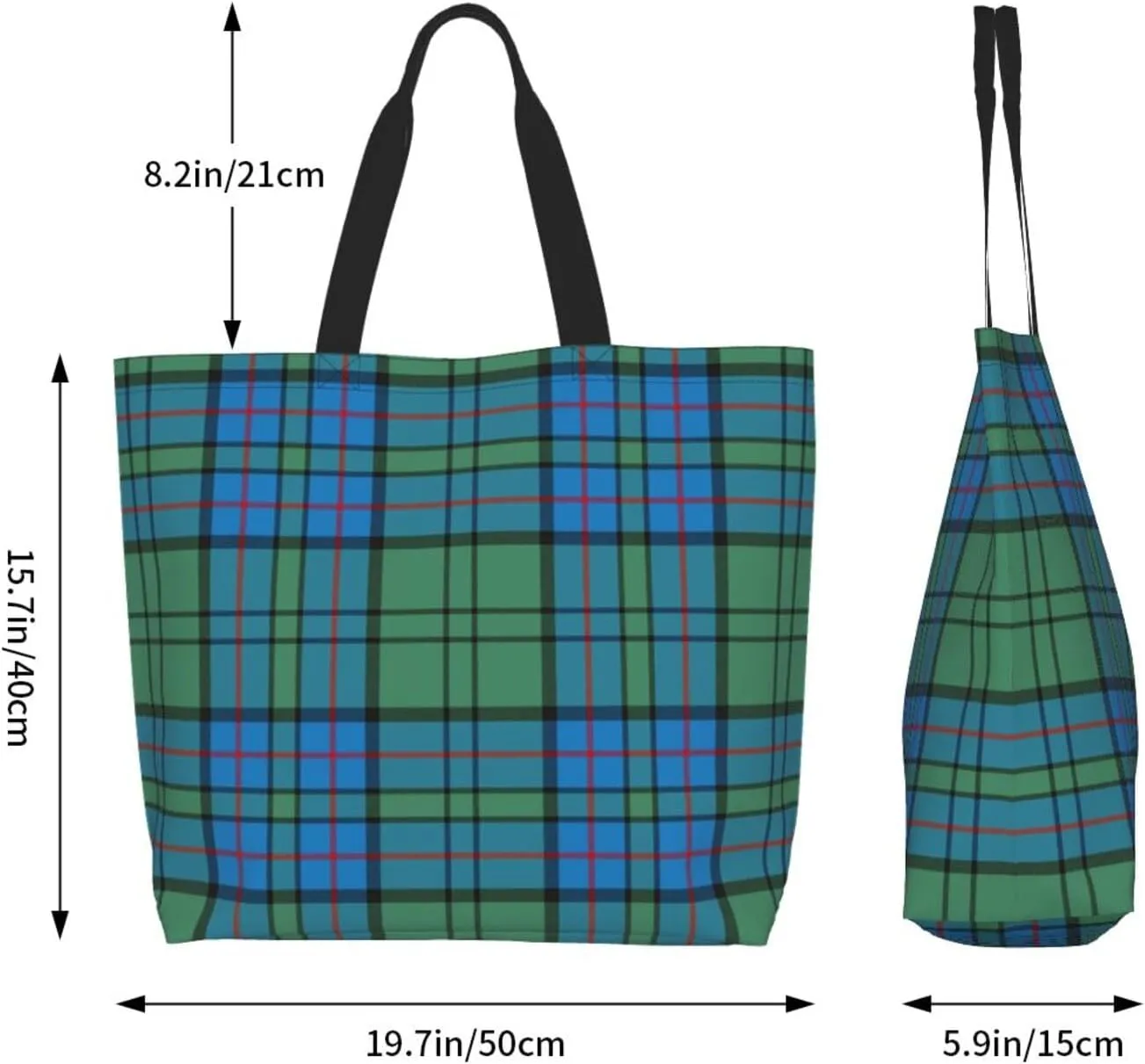 Tartan Tote Bag For Women Weekender Travel Bag Reusable Grocery Bags Large Totes Handbags