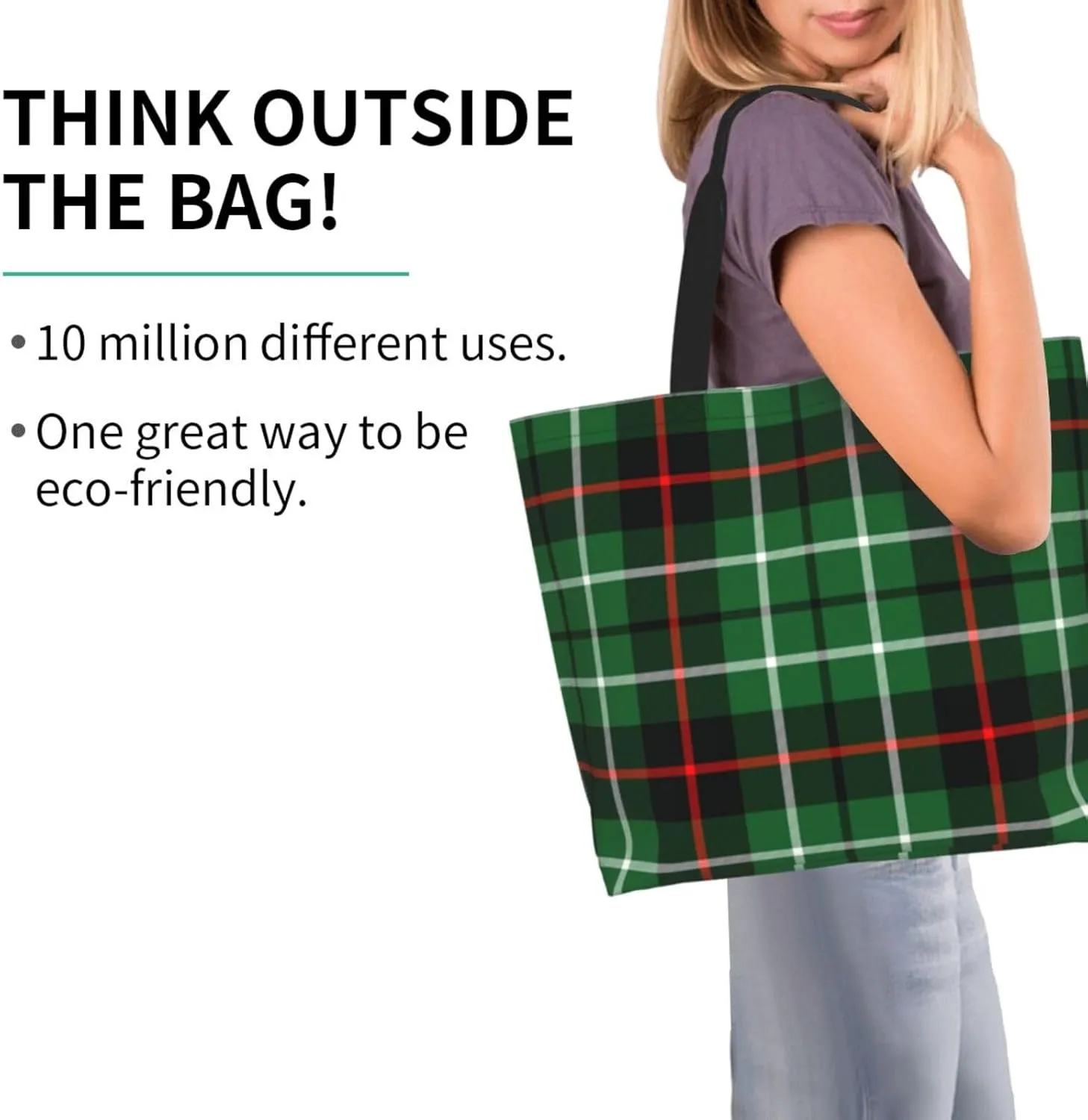 Tartan Tote Bag For Women Weekender Travel Bag Reusable Grocery Bags Large Totes Handbags