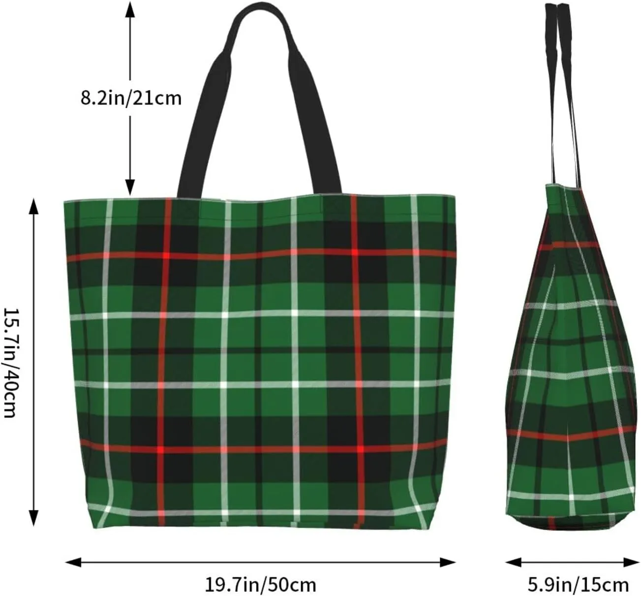 Tartan Tote Bag For Women Weekender Travel Bag Reusable Grocery Bags Large Totes Handbags