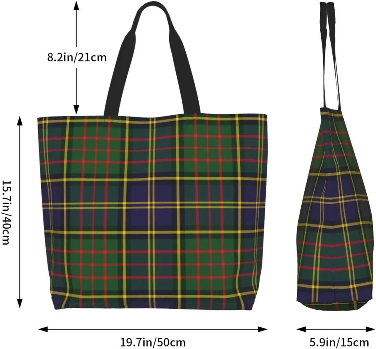 Tartan Tote Bag For Women Weekender Travel Bag Reusable Grocery Bags Large Totes Handbags
