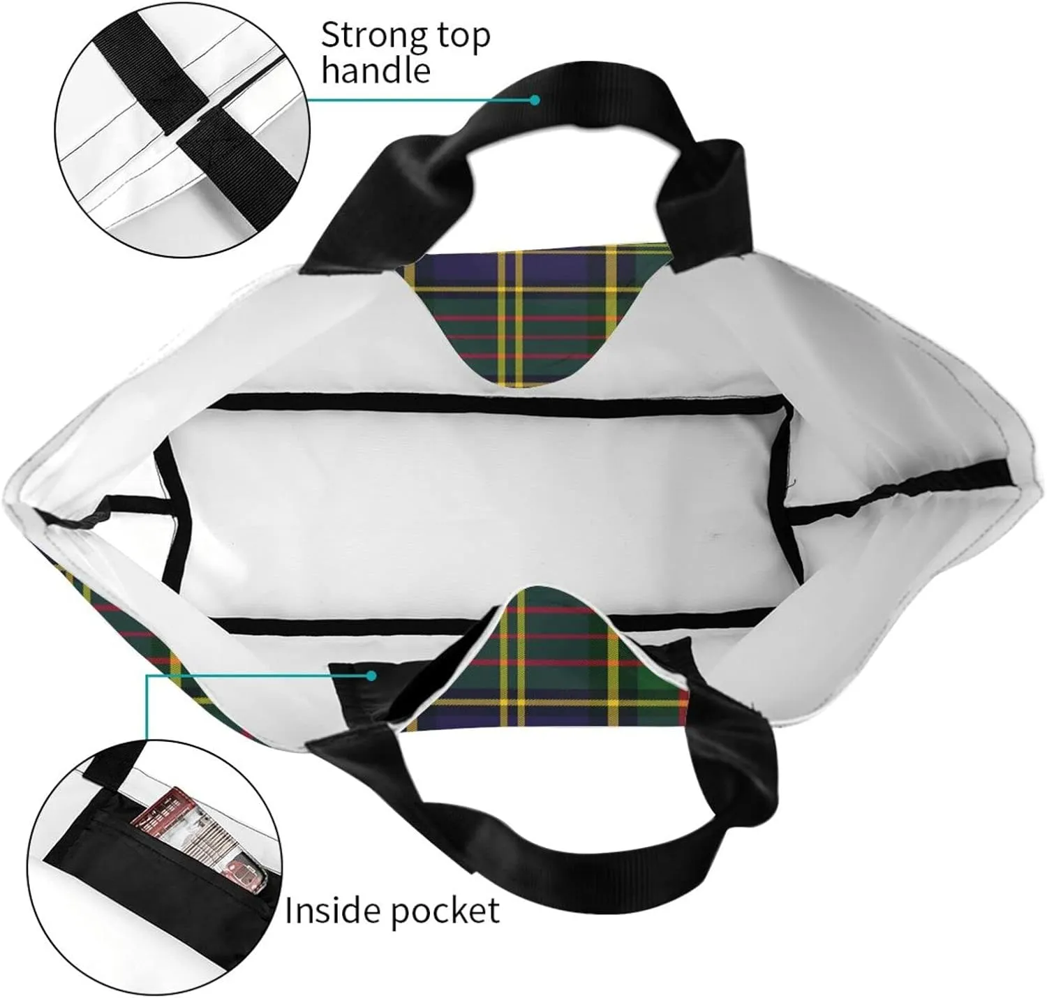 Tartan Tote Bag For Women Weekender Travel Bag Reusable Grocery Bags Large Totes Handbags