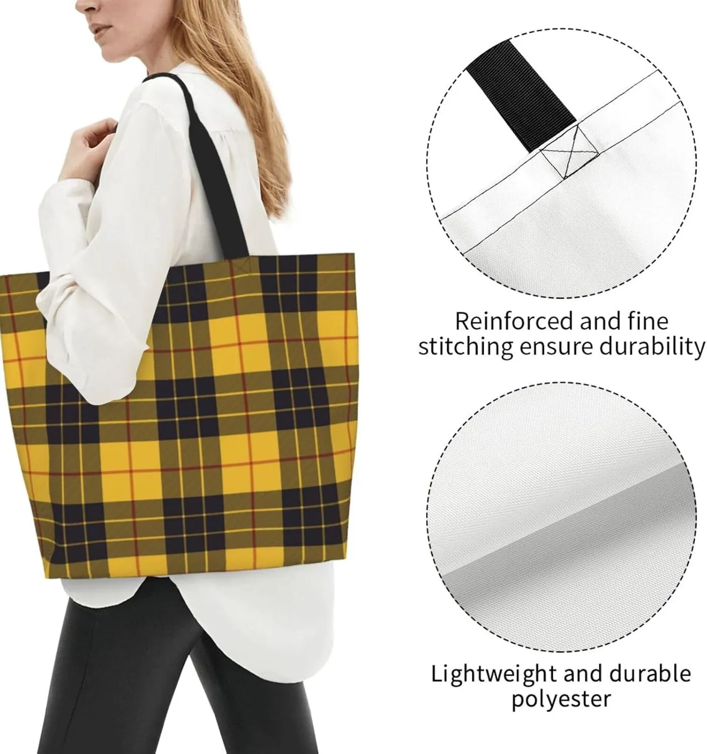 Tartan Tote Bag For Women Weekender Travel Bag Reusable Grocery Bags Large Totes Handbags