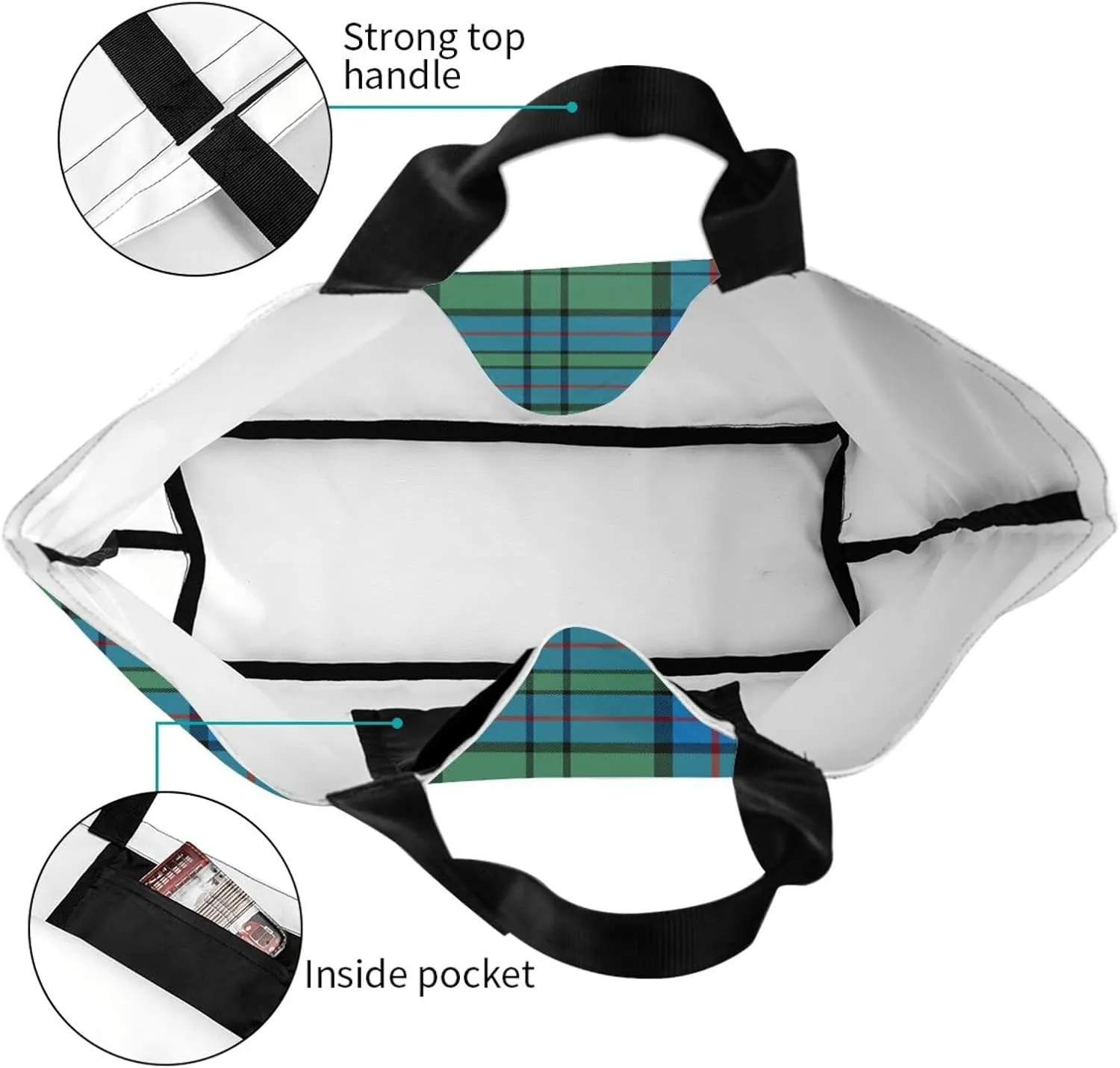 Tartan Tote Bag For Women Weekender Travel Bag Reusable Grocery Bags Large Totes Handbags