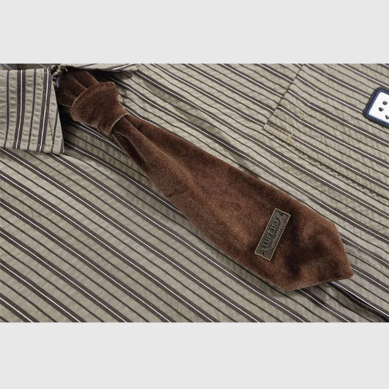 Tie Decor Stripe Shirts