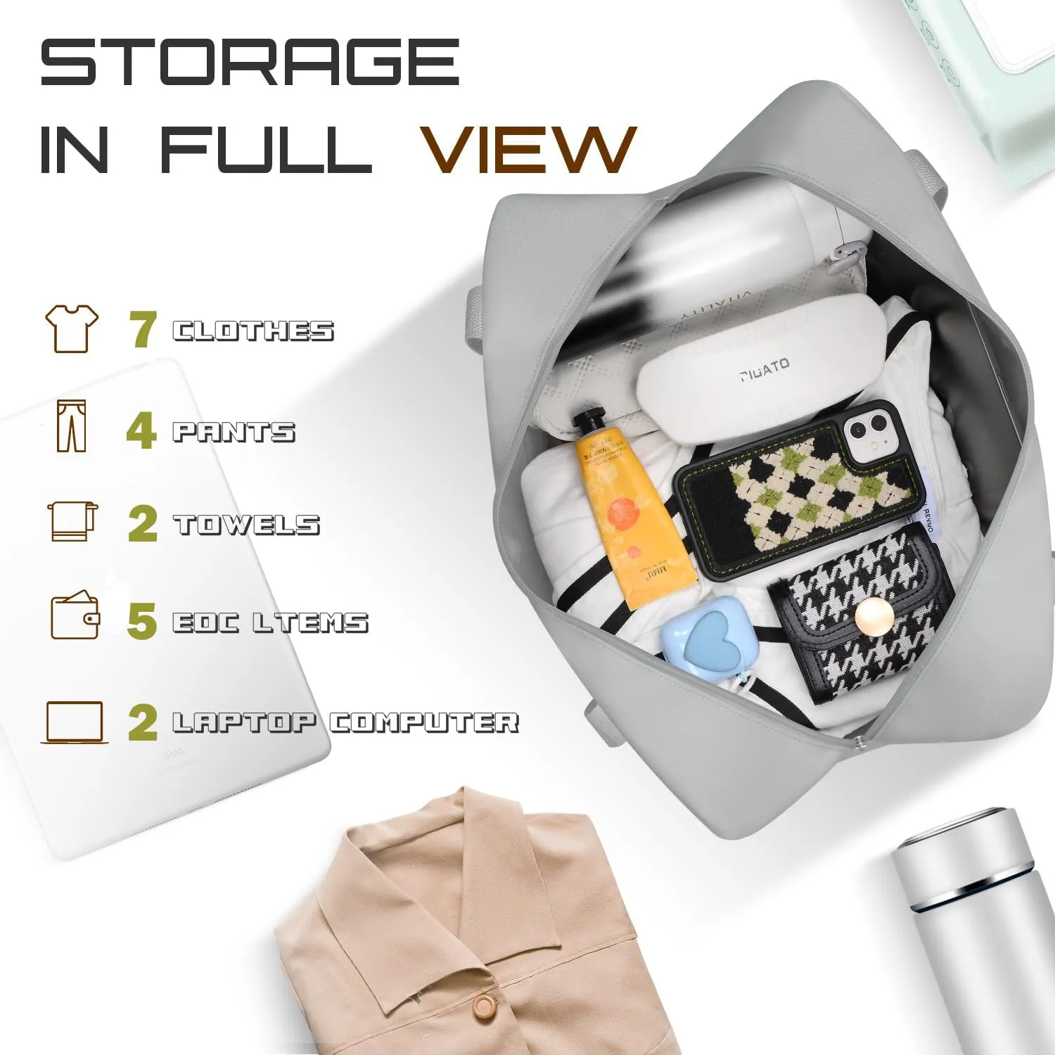 Travel Duffel Bag Foldable Weekender Overnight Bag for Men Women Lightweight Carry on Tote Bag For Spirit Airlines
