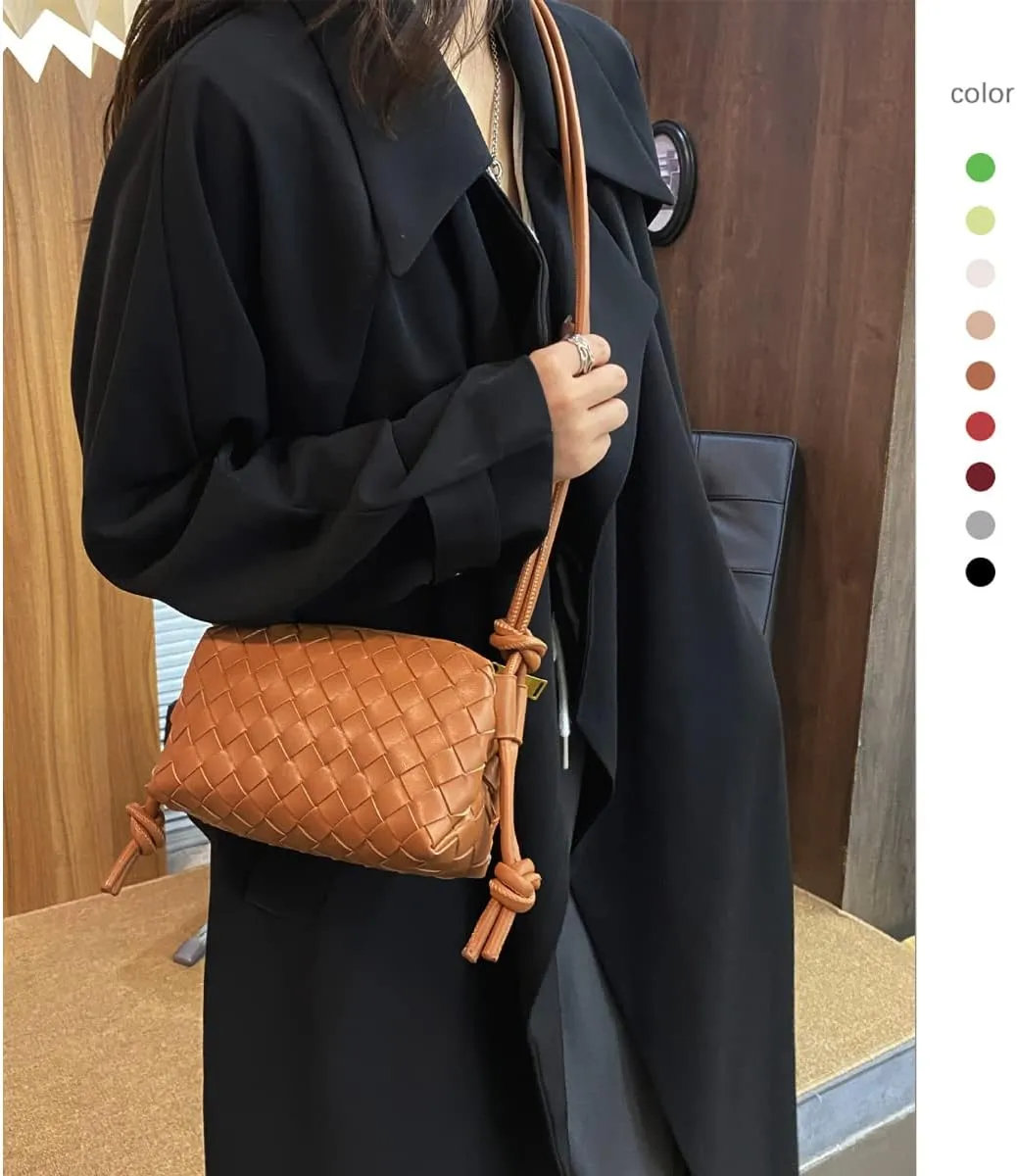 UPSONG Woven Crossbody Bags for WomenFashion Leather Lightweight Handbags Shoulder Bag Phone Purse Ladies Messenger Bag