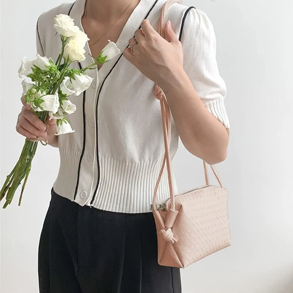 UPSONG Woven Crossbody Bags for WomenFashion Leather Lightweight Handbags Shoulder Bag Phone Purse Ladies Messenger Bag