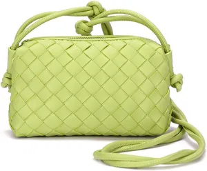 UPSONG Woven Crossbody Bags for WomenFashion Leather Lightweight Handbags Shoulder Bag Phone Purse Ladies Messenger Bag