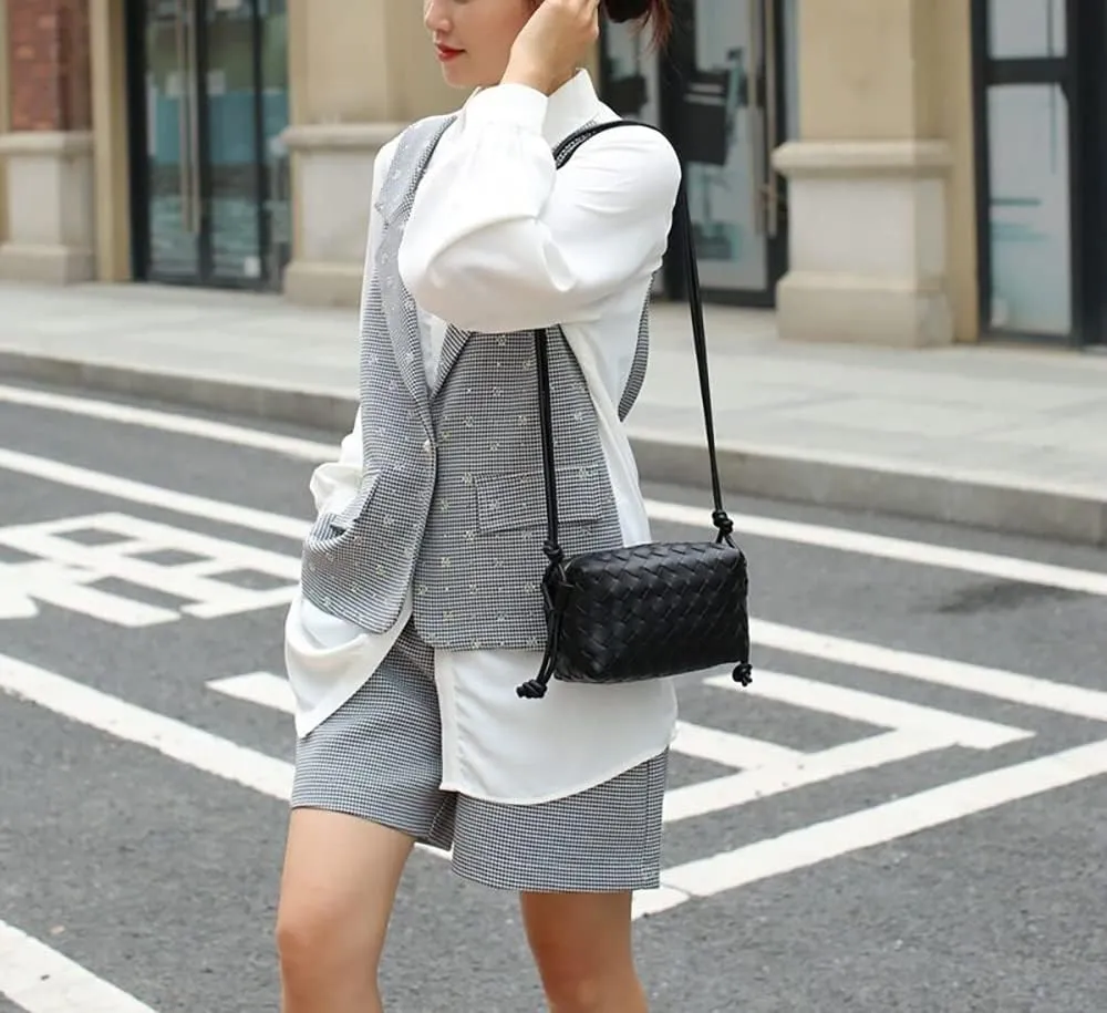 UPSONG Woven Crossbody Bags for WomenFashion Leather Lightweight Handbags Shoulder Bag Phone Purse Ladies Messenger Bag