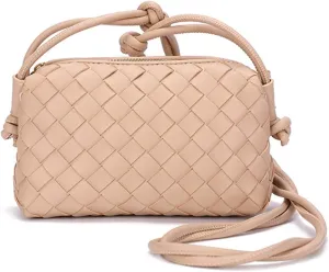 UPSONG Woven Crossbody Bags for WomenFashion Leather Lightweight Handbags Shoulder Bag Phone Purse Ladies Messenger Bag