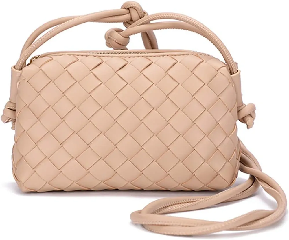 UPSONG Woven Crossbody Bags for WomenFashion Leather Lightweight Handbags Shoulder Bag Phone Purse Ladies Messenger Bag