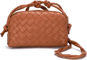 UPSONG Woven Crossbody Bags for WomenFashion Leather Lightweight Handbags Shoulder Bag Phone Purse Ladies Messenger Bag