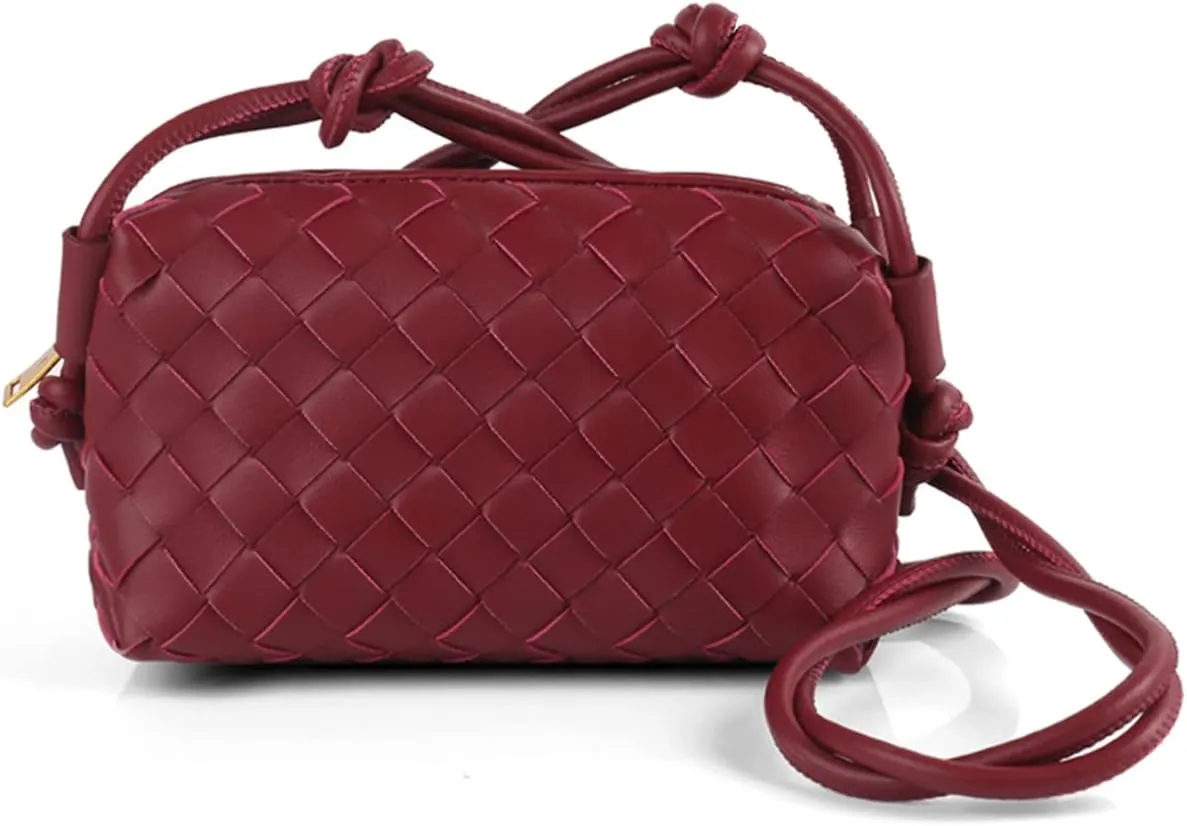 UPSONG Woven Crossbody Bags for WomenFashion Leather Lightweight Handbags Shoulder Bag Phone Purse Ladies Messenger Bag