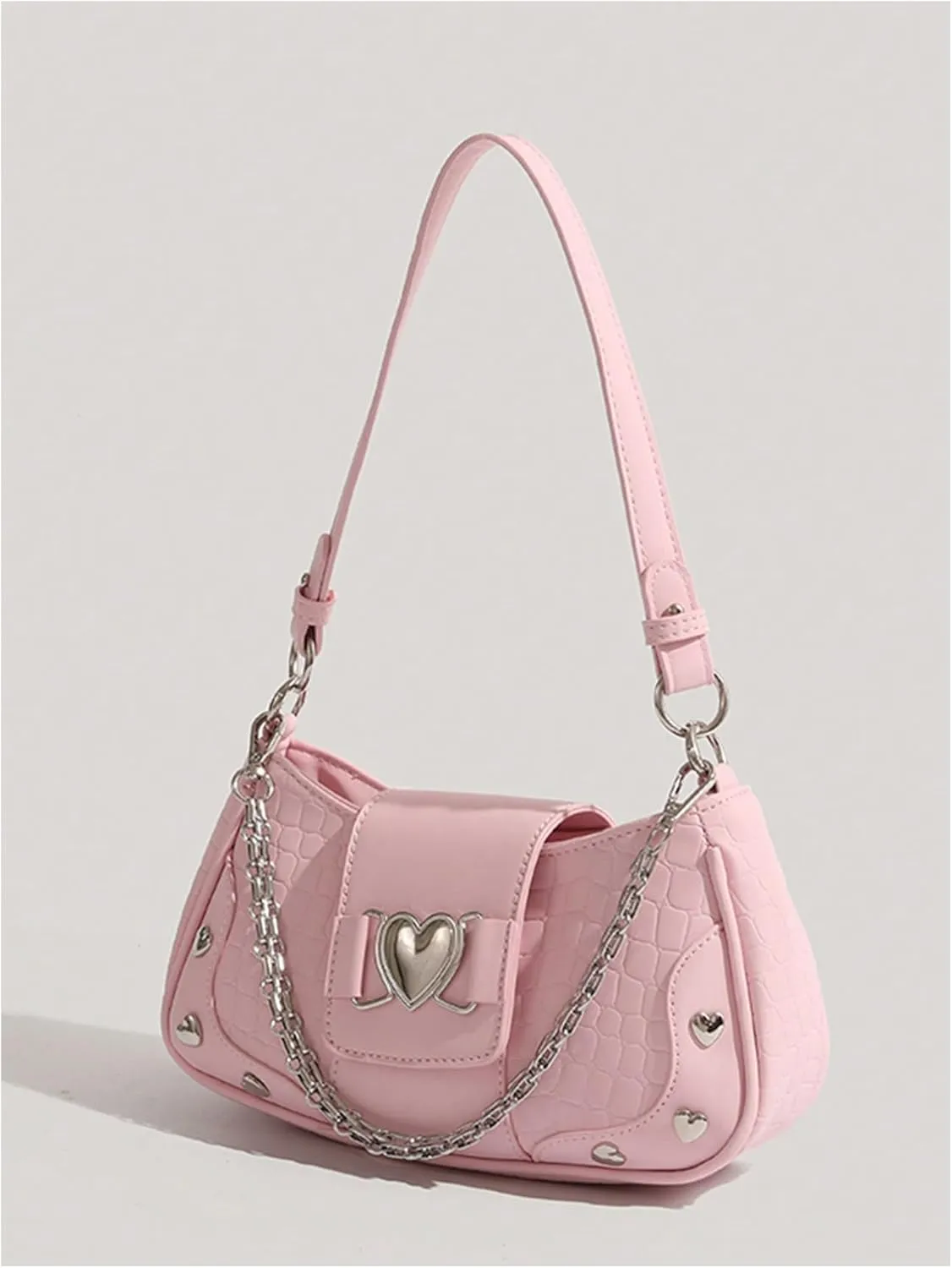 Verdusa Women's Y2k Studded PU Leather Hobo Handbag Mini Shoulder Bags Clutch Purse