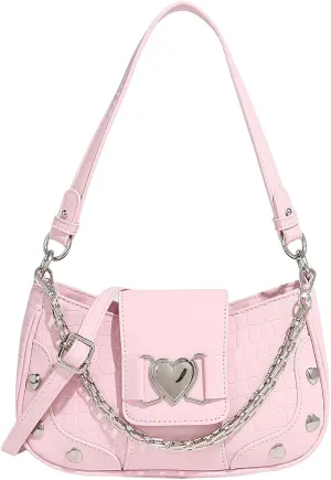 Verdusa Women's Y2k Studded PU Leather Hobo Handbag Mini Shoulder Bags Clutch Purse